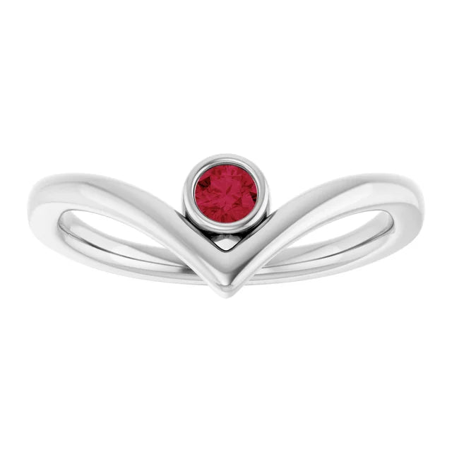 Bezel-Set V Birthstone Ring – Natural Gemstones