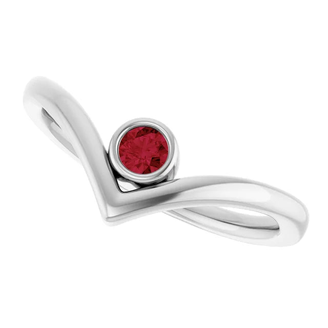 Bezel-Set V Birthstone Ring – Natural Gemstones