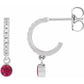 White gold or platinum Natural Ruby & CTW Natural Diamond French-Set Hoop Earrings 