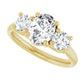 Sideway Picture for Three Stone oval and round 3-Stone diamond engagement Ring set in Yellow Gold