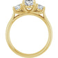 Three Stone oval and round 3-Stone diamond engagement Ring set in yellow gold showing under gallery 