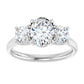 Three Stone oval and round 3-Stone diamond engagement Ring Set in white gold or platinum 