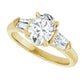 Sideway Picture for 3-Stone Oval and Baguette Diamond Engagement  Ring Set in Yellow Gold 