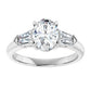 3-Stone Oval and Baguette Diamond Engagement  Ring Set in white gold or platinum 