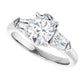 Sideway Picture for 3-Stone Oval and Baguette Diamond Engagement  Ring set in white gold or platinum 