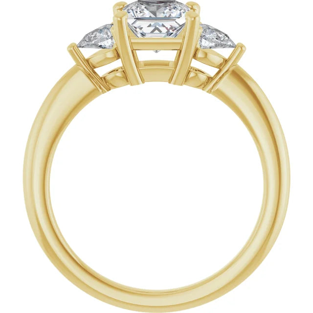 Jordan’s Tranquil 1 CT Trio Princess & Pear Three-Stone Ring Set in Yellow Gold showing under gallery 