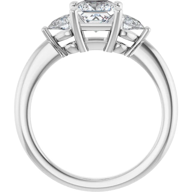 Jordan’s Tranquil 1 CT Trio Princess & Pear Three-Stone Ring Set in White Gold showing under gallery 