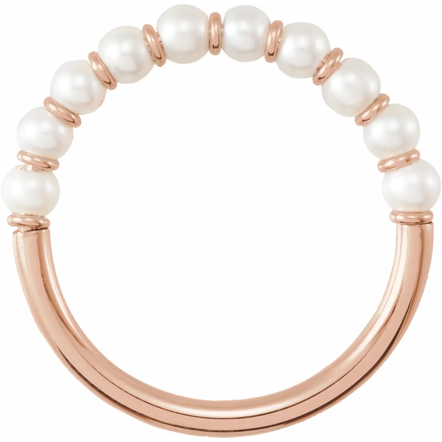 14K Rose Gold Pearl Ring for Women