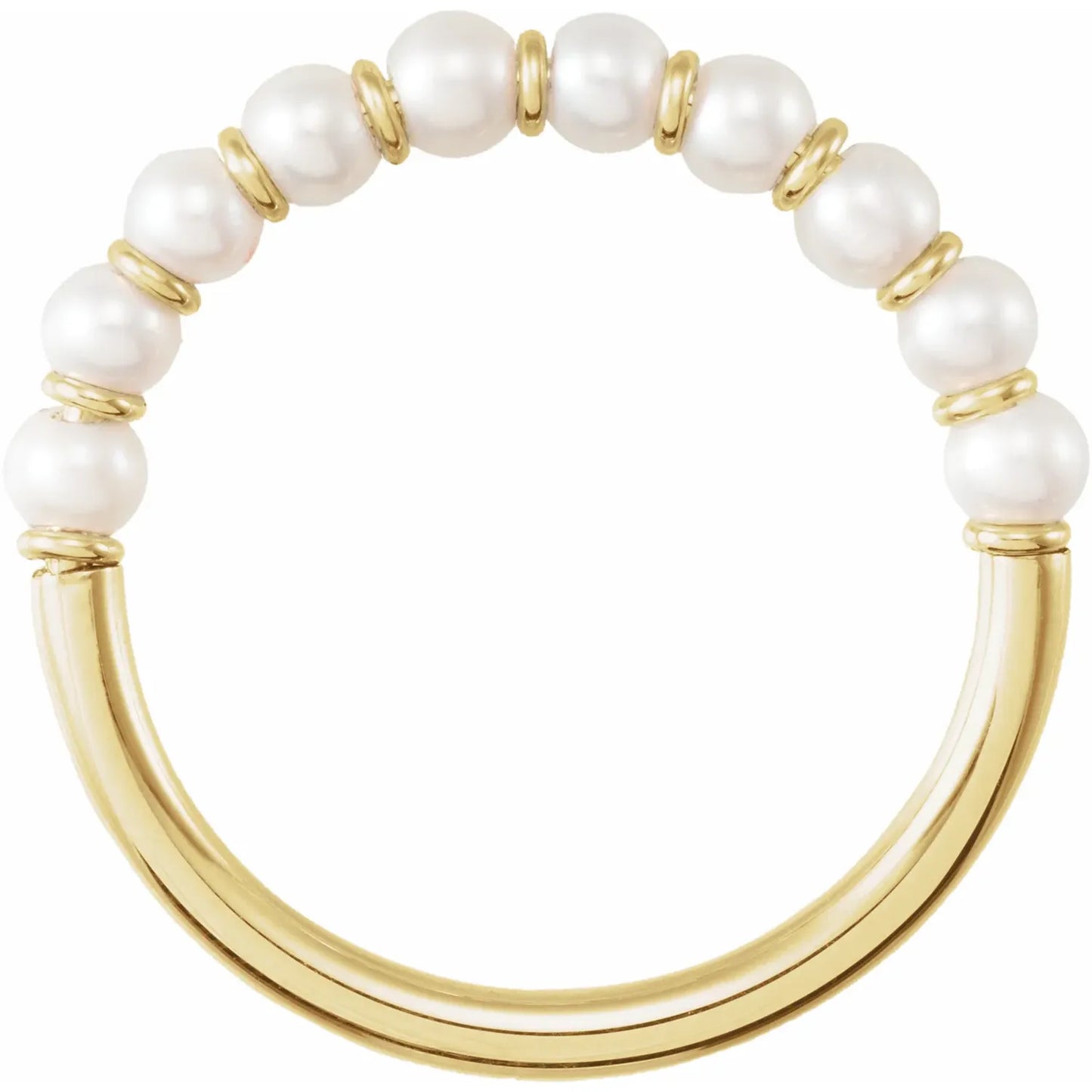 14K Yellow Gold Pearl Ring for Women 