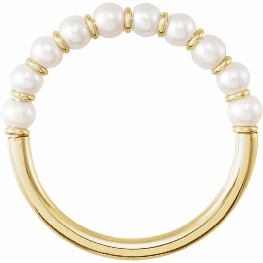 14K Yellow Gold Pearl Ring for Women 