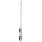 14K Gold Natural Blue Sapphire & Natural Diamond Necklace side Picture showing chain