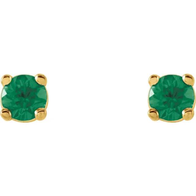 Yellow gold Petite Natural Emerald Stud Earrings – 2.5 MM