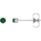 14K White gold Petite Natural Emerald Stud Earrings – 2.5 MM