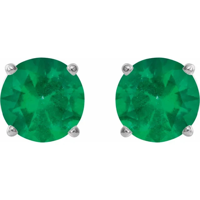 Platinum Petite Natural Emerald Stud Earrings – 2.5 MM