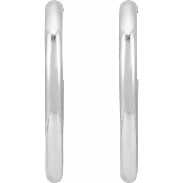 25 MM Tube Hoop Earrings in white gold