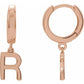 14K Gold Initial Hinged Huggie Hoop Earring