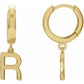 14K Gold Initial Hinged Huggie Hoop Earring