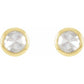 Rose-Cut Natural Diamond Bezel-Set Earrings Set in Yellow gold