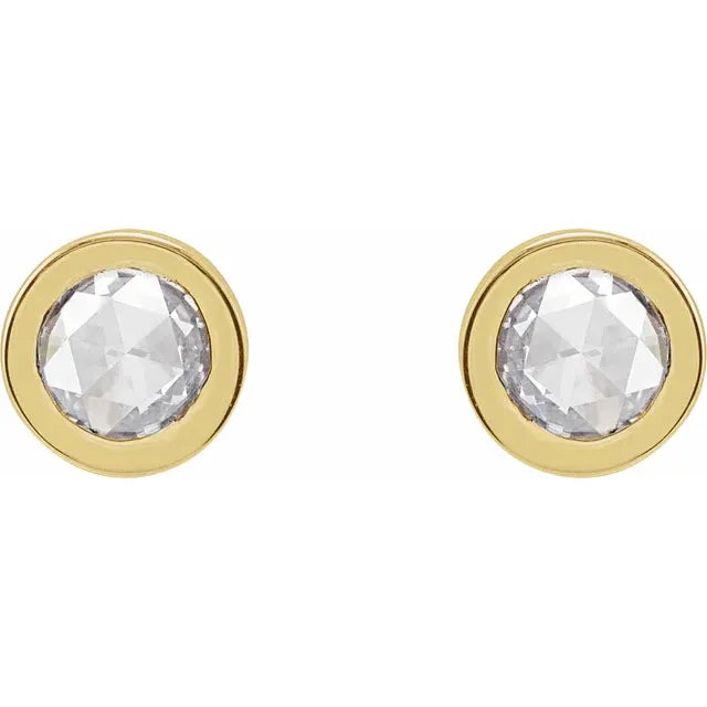 1/3 CTW Rose-Cut Natural Diamond Bezel-Set Earrings