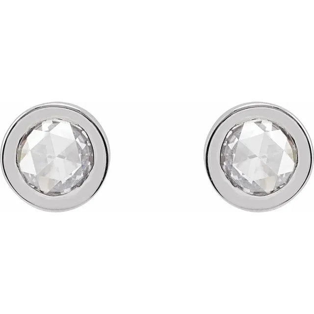 Platinum 1/3 CTW Rose-Cut Natural Diamond Bezel-Set Earrings