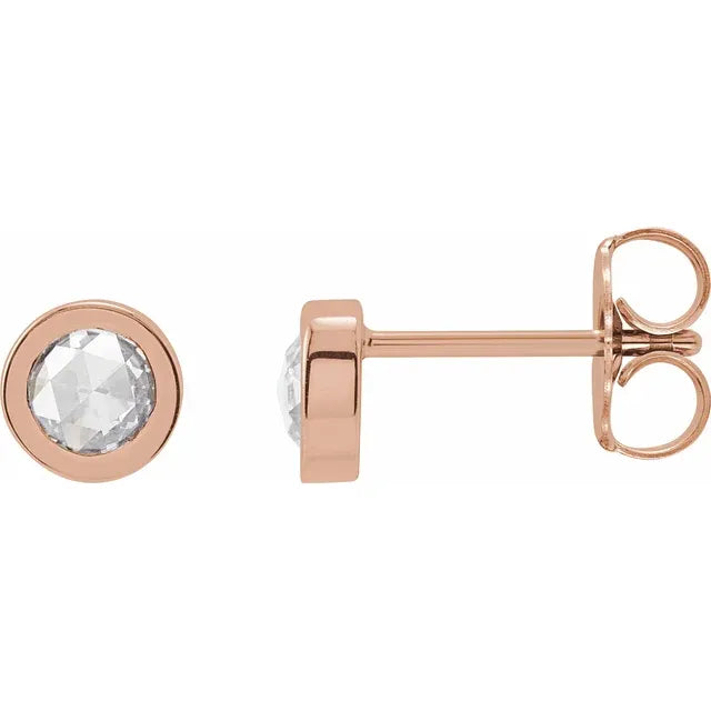 14K Rose Gold 1/3 CTW Rose-Cut Natural Diamond Bezel-Set Earrings 