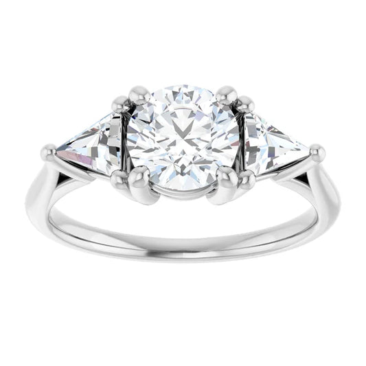 top view for Jordan’s Trillion Trio Round Diamond Engagement Ring Set in White Gold or Platinum 