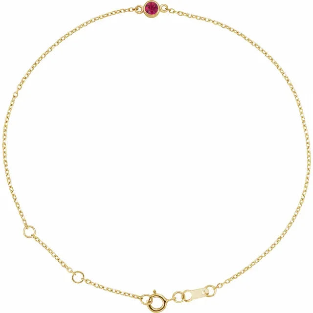 14K Gold Birthstone Bracelet – 3 MM Natural Gemstone