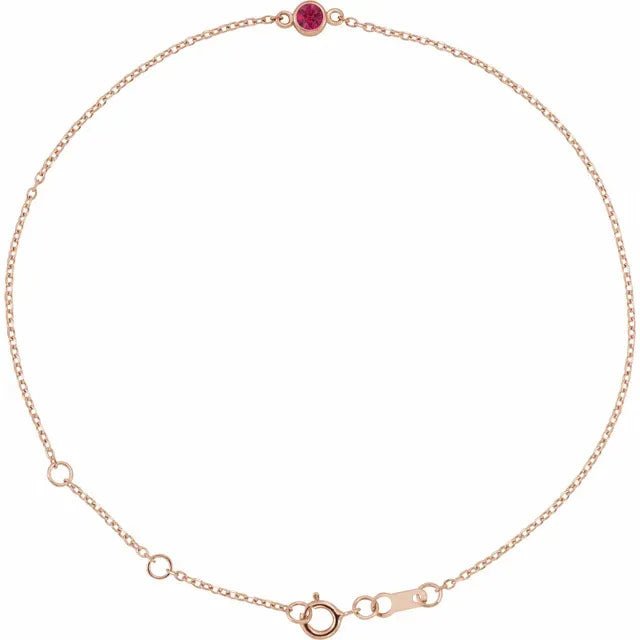 14K Gold Birthstone Bracelet – 3 MM Natural Gemstone