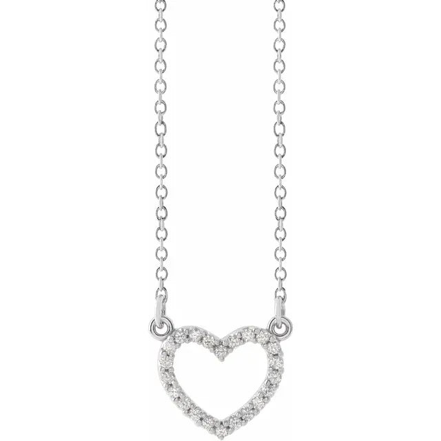 14K Gold Natural Diamond Heart Necklace