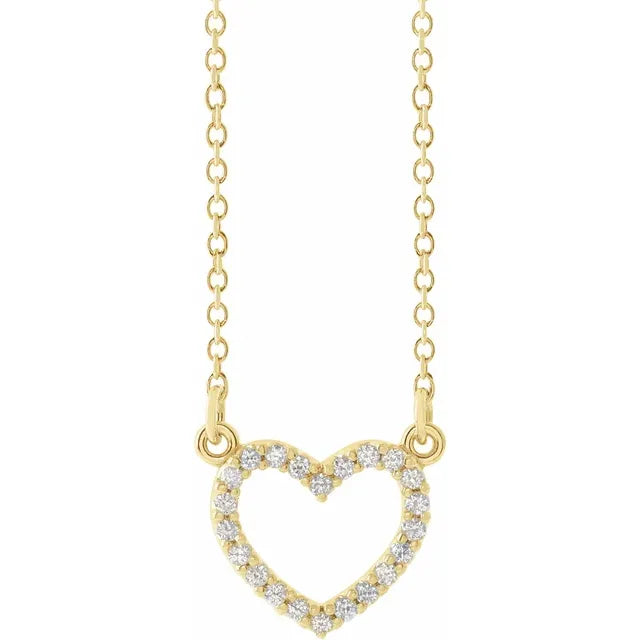 14K Gold Natural Diamond Heart Necklace