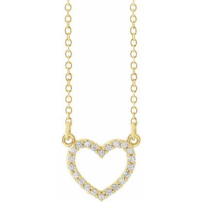 14K Gold Natural Diamond Heart Necklace