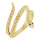 Snake Ring with Garnet Stones for Snake Eye in Yellow Gold