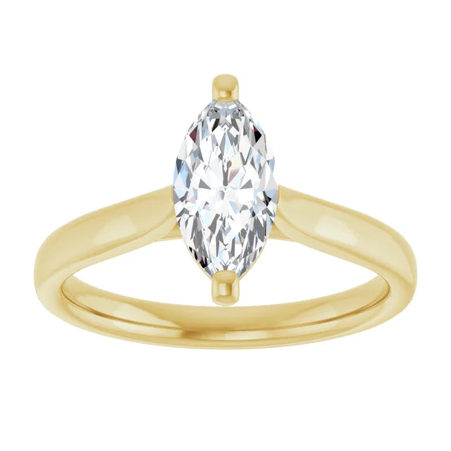 Marquise Shape Solitaire Diamond Engagement Ring 