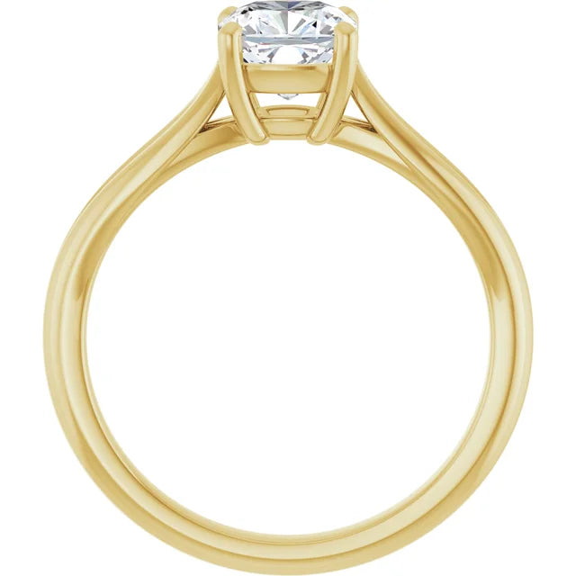 1 CT Split Shank cushion Cut Solitaire Engagement Ring set in Yellow Gold showing under gallery 