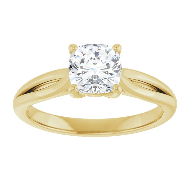 1 CT Split Shank cushion Cut Solitaire Engagement Ring 