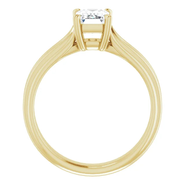 1 CT Split Shank Emerald Cut Diamond Solitaire Engagement Ring for women set in Yellow gold showing under gallery 