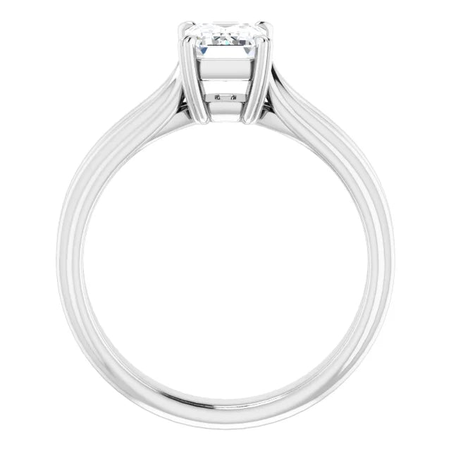 1 CT Split Shank Emerald Cut Diamond Solitaire Engagement Ring for women Set in white gold or platinum Showing Under gallery 