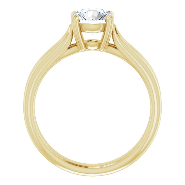 1 CT Split Shank Round Solitaire Diamond Engagement Ring Set in Yellow Gold Showing under gallery 
