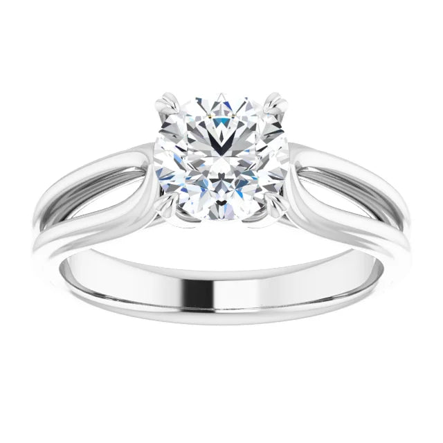 1 CT Split Shank Round Solitaire Diamond Engagement Ring set in white gold or platinum 
