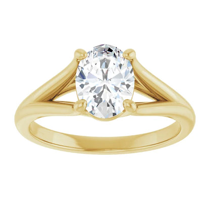 1 CT Split Shank Oval Diamond Solitaire Engagement Ring 
