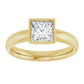 Princess Cut Natural Diamond Engagement Ring 14K Yellow Gold showing center stone