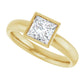 Princess Cut Natural Diamond Engagement Ring 14K Yellow Gold