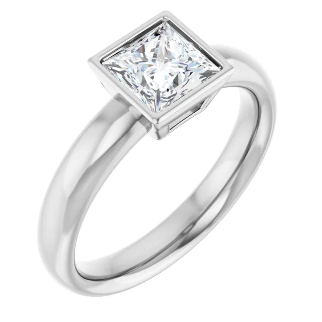 Princess Cut Natural Diamond Engagement Ring platinum side picture 