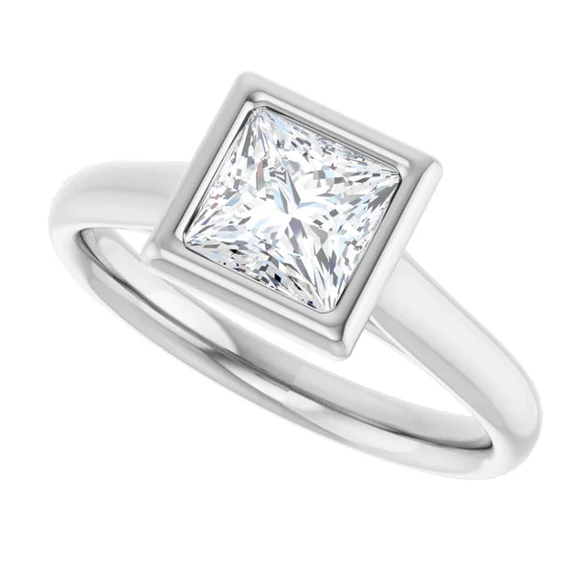 Side Pics for 360 Video for Jordan’s Princess Bezel Solitaire Set in White gold or platinum 
