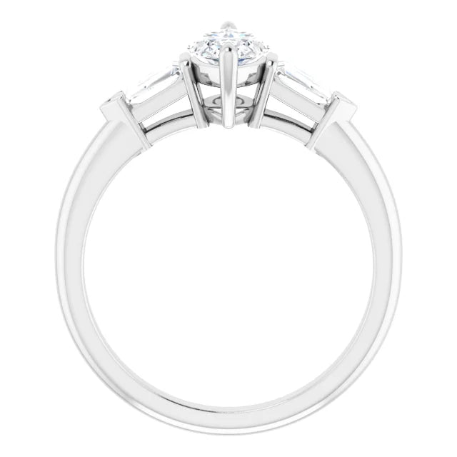 Marquise & Tapered Baguette Diamond Engagement Ring for Women  showing under gallery 