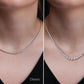 Side-by-side comparison of a diamond necklace labeled 'Classic' and 'Graduated