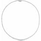 Detail of diamond graduation on tennis necklace in white gold