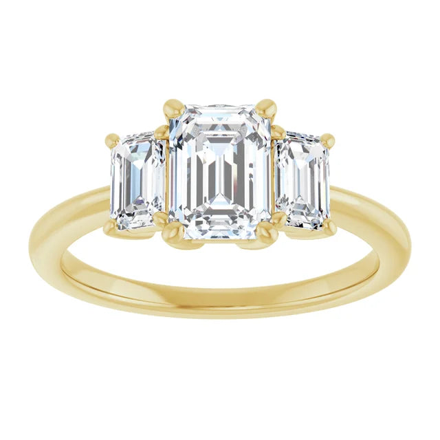 3-Stone Emerald Cut Diamond engagement Ring for Women 