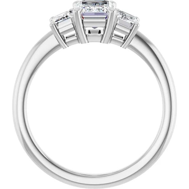 3-Stone Emerald Cut Diamond engagement Ring for Women Set in white gold or platinum showing under gallery 