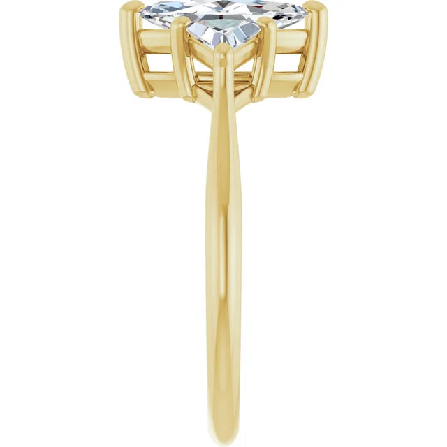 1 CT Marquise and Trillion Three Stone Diamond Engagement Ring for Women made in yellow gold showing shank from the side 